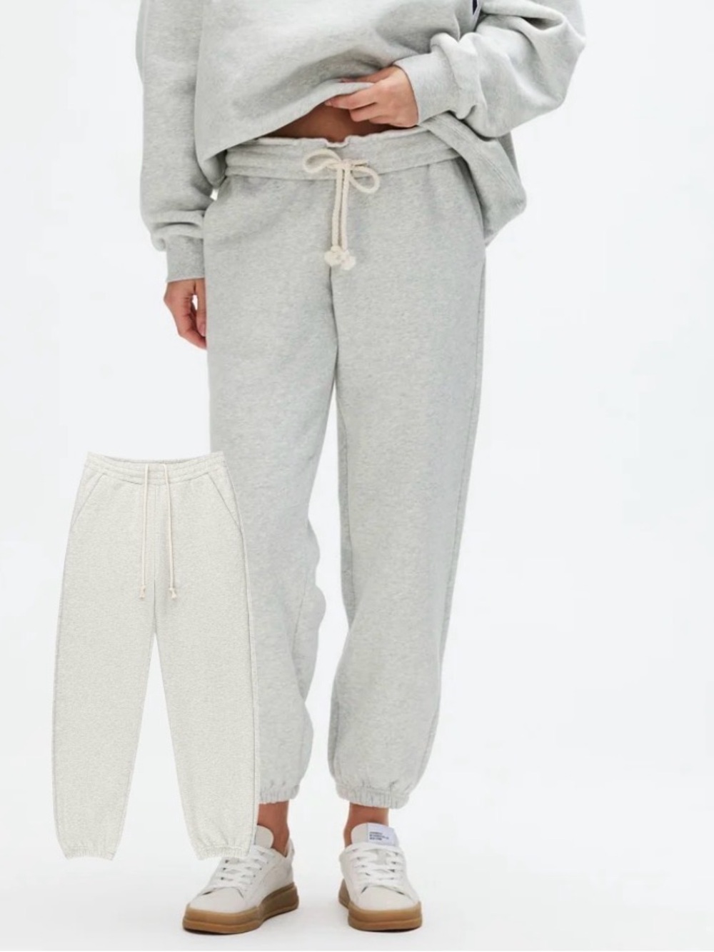 PARKE Cozy Drawstring Joggers in Light Gray